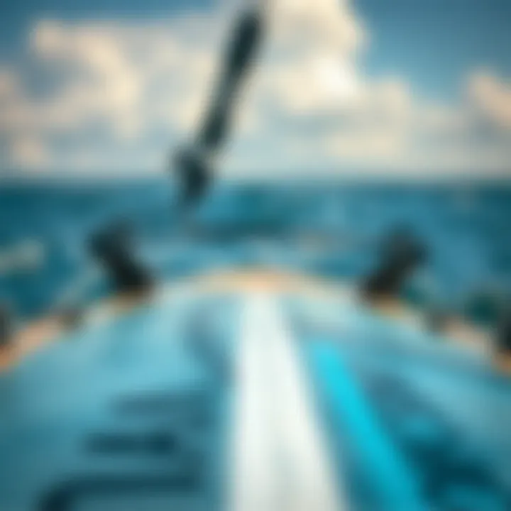 Hydrofoil Board Construction Close-up of a hydrofoil board showcasing its construction details