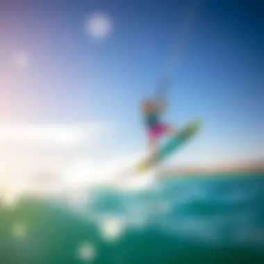 Hydrofoil Performance in Action A kiteboarder demonstrating the performance of a hydrofoil board on water