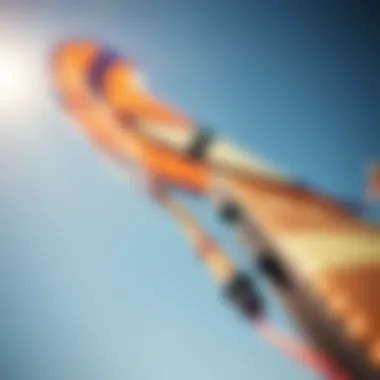 Close-up of a specialized kite designed for strong winds