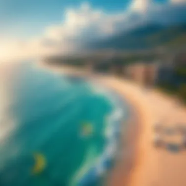 Aerial View of the Kiteboarding Paradise Aerial view of Cabarette Beach showcasing the vibrant kiteboarding scene