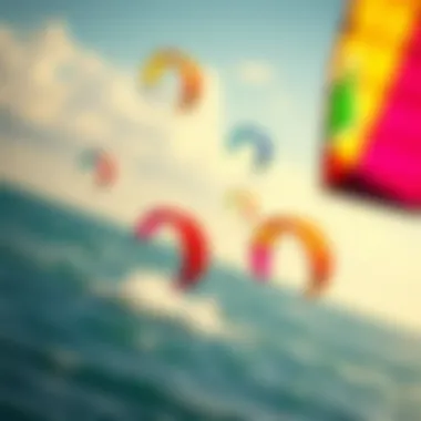 Colorful Kites in Action Close-up of colorful kites soaring above the ocean at Cabarette Beach