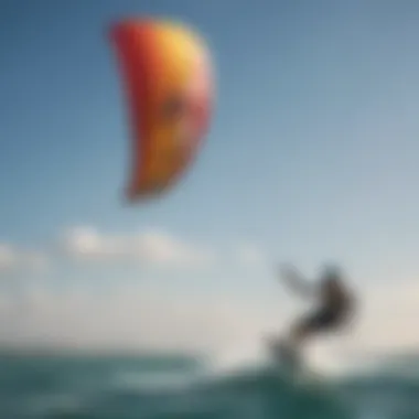 Kiteboarder maneuvering skillfully with a Cabrinha kite