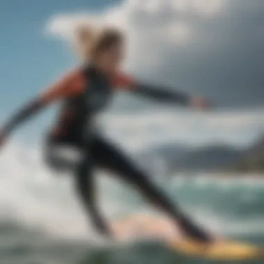 Athlete in action wearing Ion wetsuit during a kiteboarding session