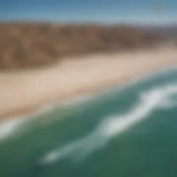 Aerial view of Jalama Beach showcasing kiteboarding action