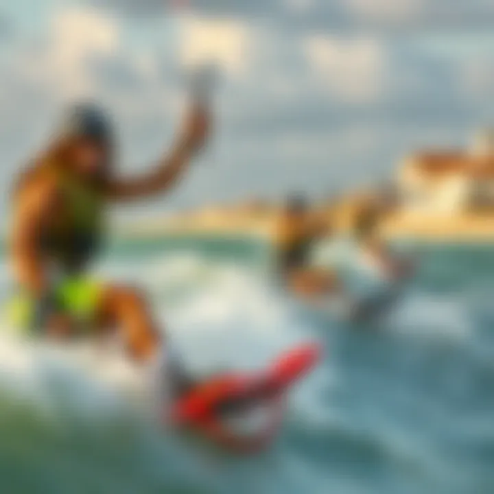 Kiteboarding Adventures with Slingshots Kiteboarding enthusiasts enjoying the waves with slingshots