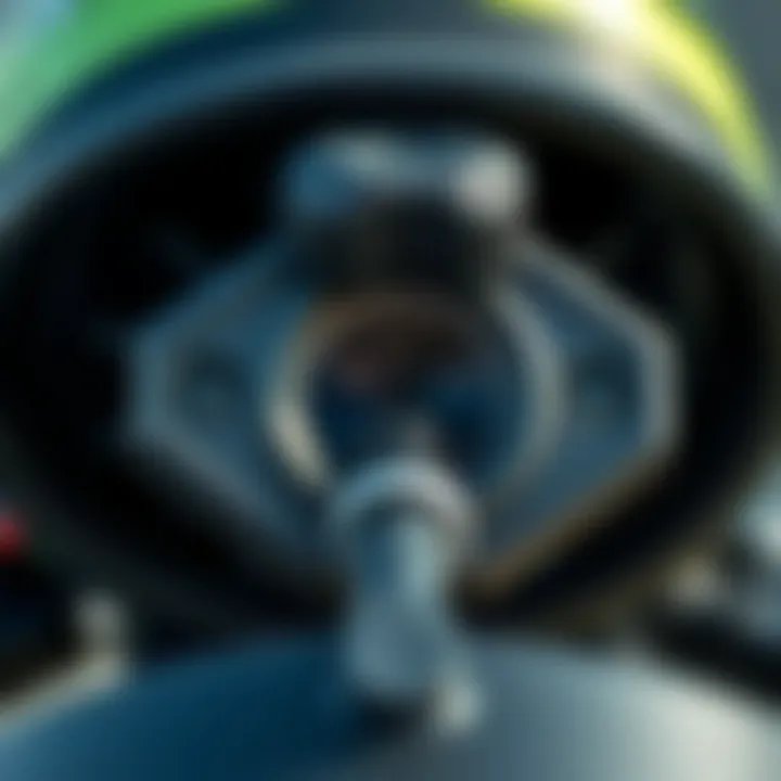 Nozzle and Valve System of the Fone Kite Pump Close-up of the Fone kite pump nozzle and valve system