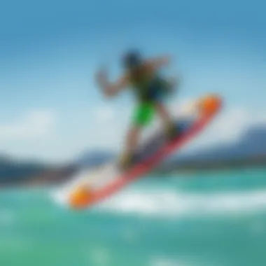 A rider demonstrating advanced techniques on an inflatable wing board in action