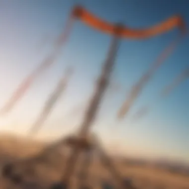 A close-up view of a kite's framework showcasing its structure and materials.