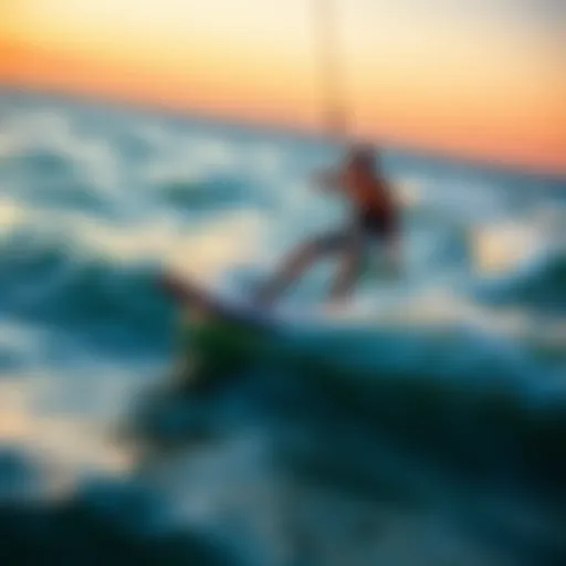 Foilboard in Action A foilboard gliding over the water surface