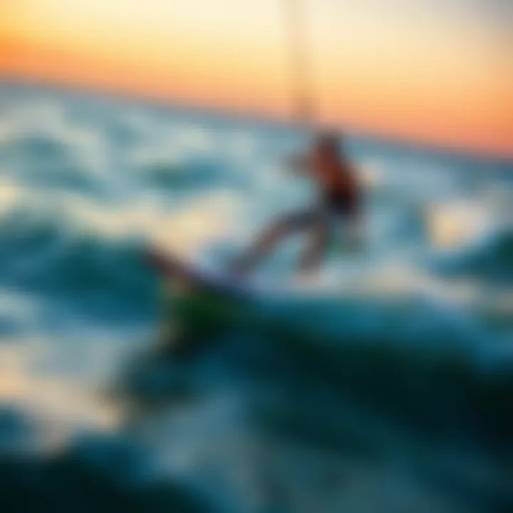 Foilboard in Action A foilboard gliding over the water surface