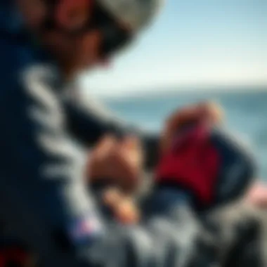 Effective Application Techniques for Epoxy Repairs User applying epoxy to a kiteboarding gear repair