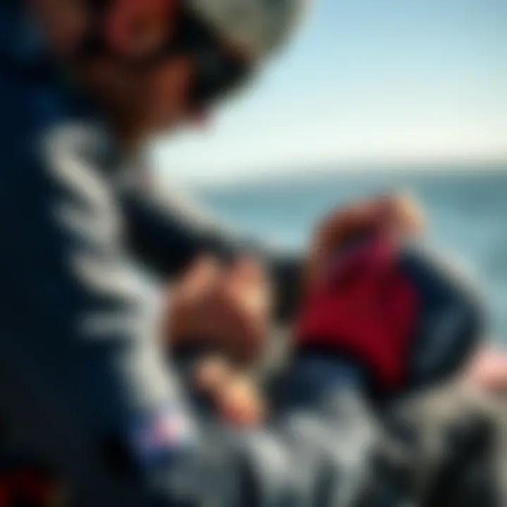 Effective Application Techniques for Epoxy Repairs User applying epoxy to a kiteboarding gear repair