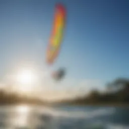 Kiteboarding at Crystal River showcasing vibrant kites against a clear blue sky