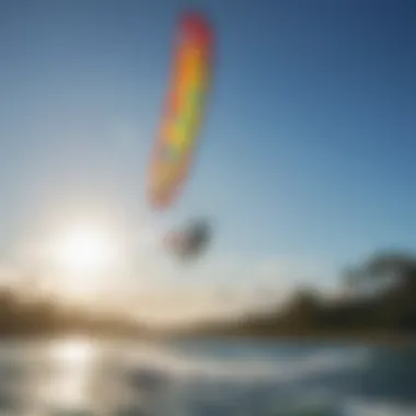 Kiteboarding at Crystal River showcasing vibrant kites against a clear blue sky