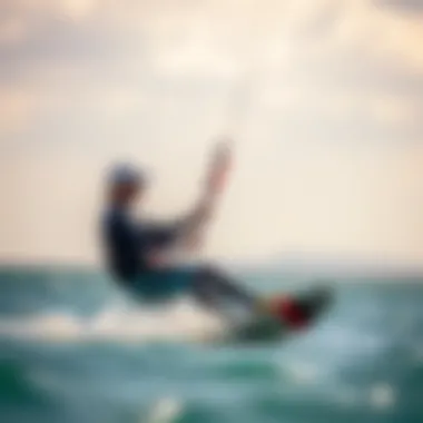 Gear in Action A kitesurfer testing equipment on the water, demonstrating gear in action.