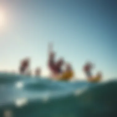 Efoil Enthusiasts on the Water A vibrant group of efoil enthusiasts enjoying a sunny day on the water.