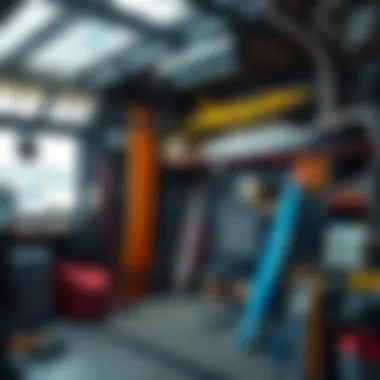 Efoil Maintenance and Storage Area A well-organized space for maintaining and storing efoils.