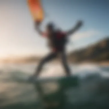 Equipment setup for kiteboarding in serene waters