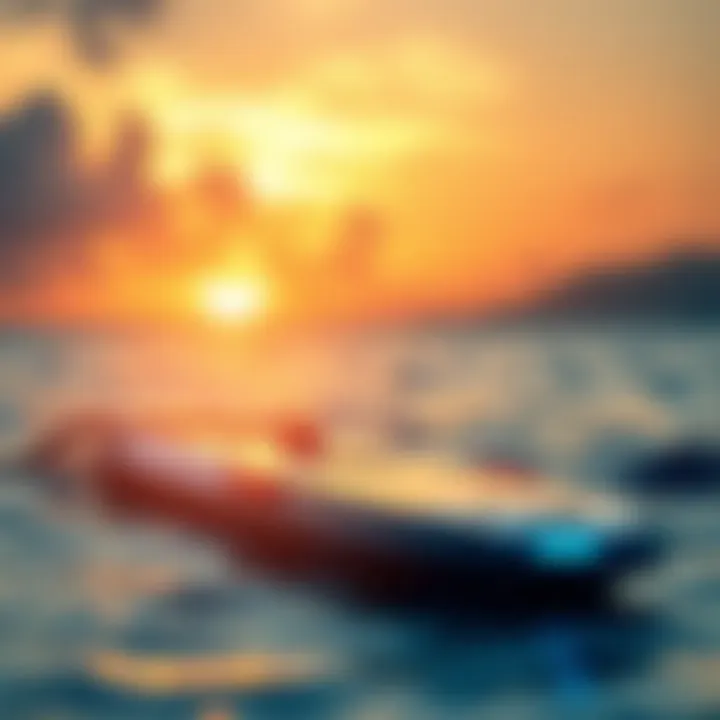 Electric Hydro Board at Sunset A scenic view showcasing an electric hydro board at sunset over tranquil waters