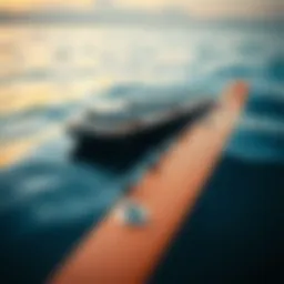 Sleek design of an electric lay down surfboard on water