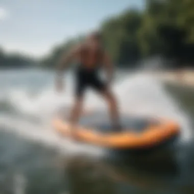 Safety protocols being demonstrated while using an electric water boogie board