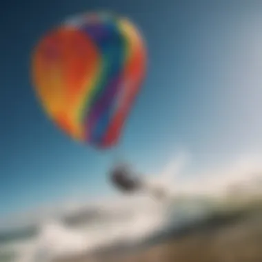 Close-up of a kitesurfing kite with vibrant colors