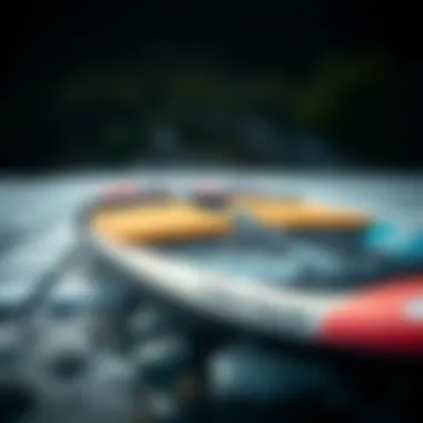 Sleek Design of Affordable Hydrofoil Board A close-up view of an affordable hydrofoil board highlighting its sleek design and materials