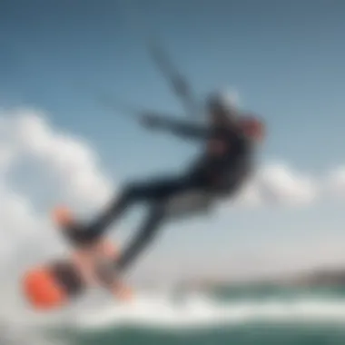 Rider showcasing airtime with kiteboarding technique