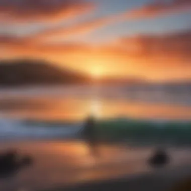 Stunning Sunset Over Bodega Bay A breathtaking view of the Bodega Bay coastline during sunset, showcasing the vibrant hues reflected on the water.