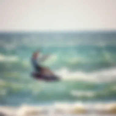 Kiteboarder Mastering Challenging Wind Conditions Kiteboarder riding in challenging wind conditions