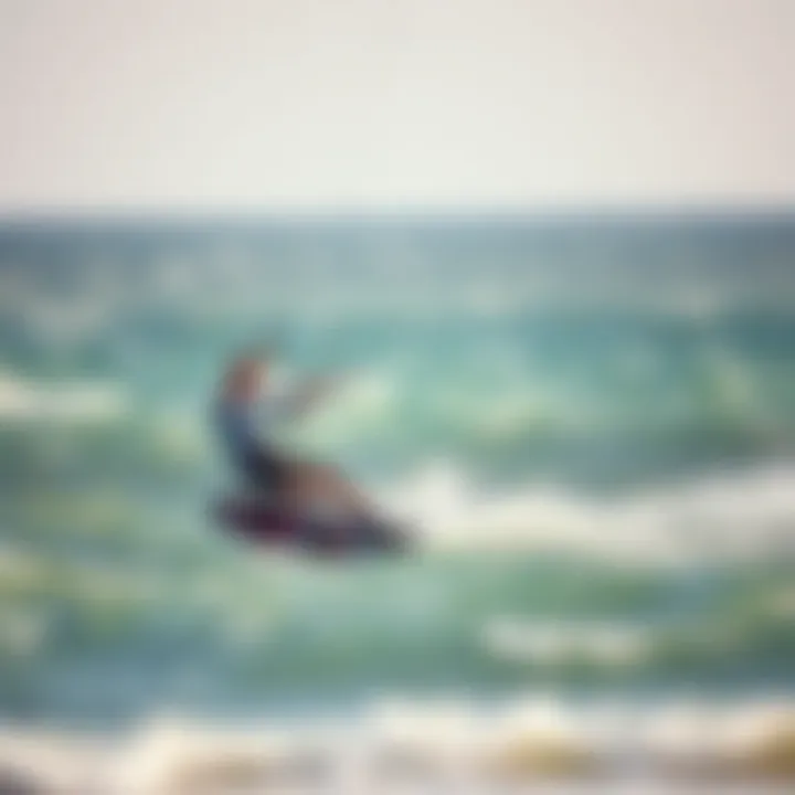 Kiteboarder Mastering Challenging Wind Conditions Kiteboarder riding in challenging wind conditions