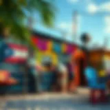 Vibrant beach shack with colorful decor