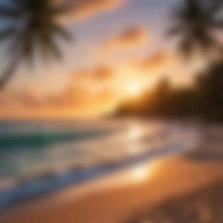 A serene sunset over Coconut Bay Beach, highlighting its natural beauty