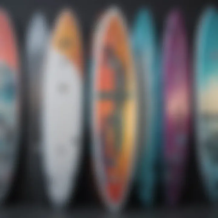 A variety of foil surfboard brands displayed together