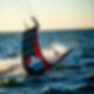 High-Performance Hydrofoil in Action A high-performance hydrofoil for kiteboarding gliding above the water surface