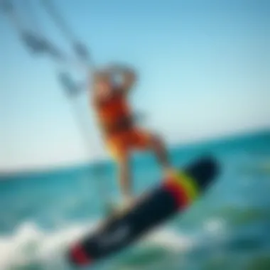 Kiteboarder Using a Hydrofoil A kiteboarder enjoying the experience of using a hydrofoil on a sunny day