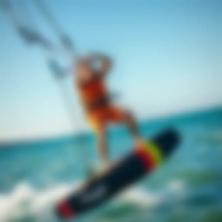 Kiteboarder Using a Hydrofoil A kiteboarder enjoying the experience of using a hydrofoil on a sunny day
