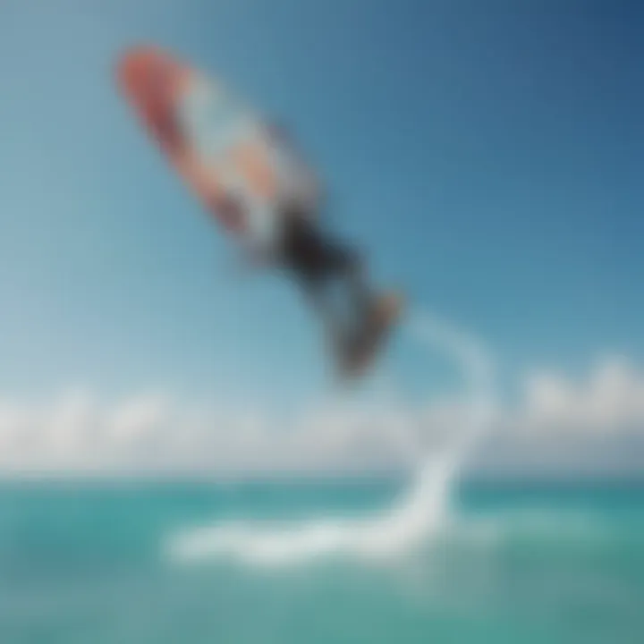 Kiteboarders gliding above the turquoise waters of Diani Beach.