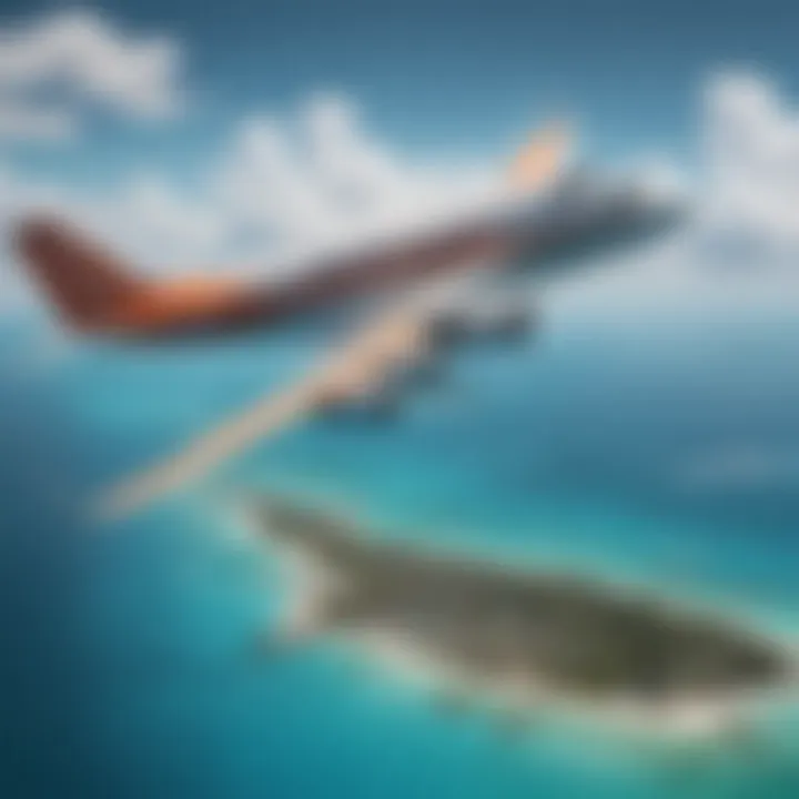 Airplane flying over the Bahamas