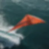 Aerial view of a hydro foil kite in action above the ocean waves