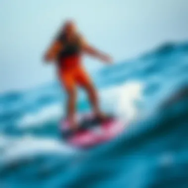 Safety Practices for Hydrofoil Surfboarding A rider demonstrating safety techniques while using a hydrofoil surfboard