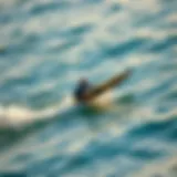 Hydrofoil Surfboard in Action A hydrofoil surfboard gliding above the water's surface