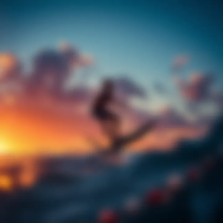 Hydrofoil Surfing at Sunset Scenic view of hydrofoil surfing at sunset