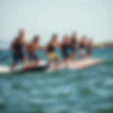 Group of hydrofoil wakesurfers enjoying a day on the water