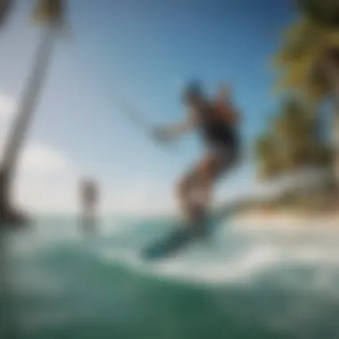 Kiteboarding Community in Action A vibrant kiteboarding community gathering on Jupiter beach