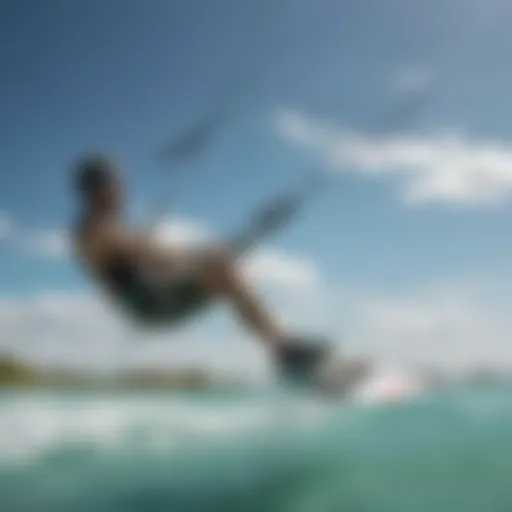 Kiteboarder soaring over turquoise waters in Jupiter, Florida