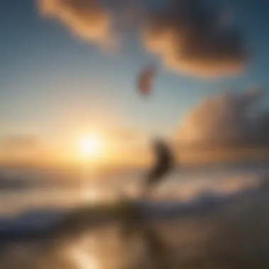 Sunset Kiteboarding Bliss Stunning sunset view of kiteboarders on the water
