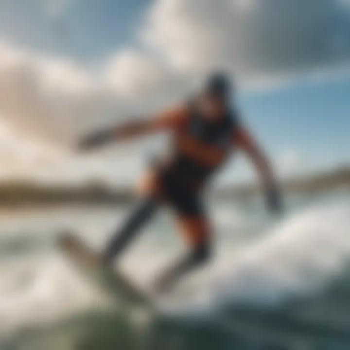 A kiteboarder performing tricks on the water