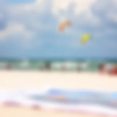 Scenic Beach View with Kite Surfing Scenic view of Charleston beach with kite surfers