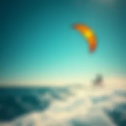 A vibrant kite soaring above the ocean